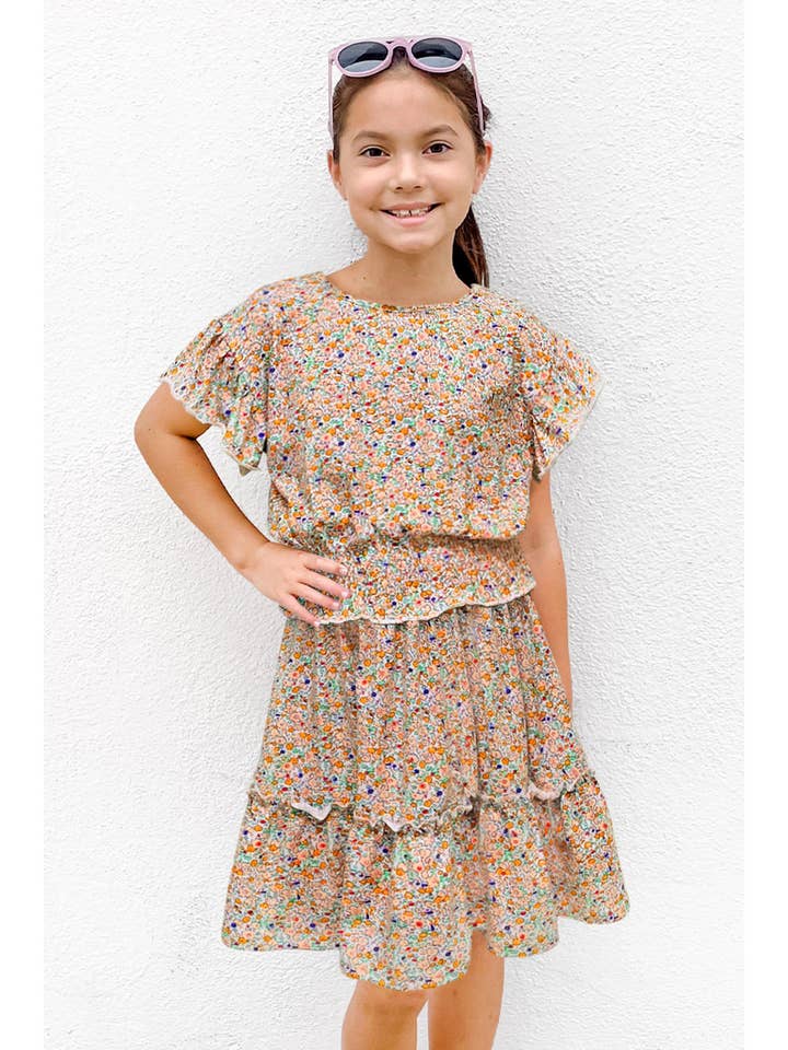 GKSS-23-3054B-UM214 Girl's 2 pc Floral Skirt Set for wholesale by Cutie Patootie Clothing