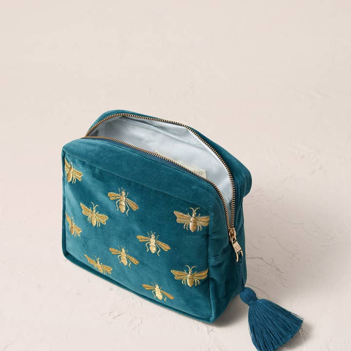 Elizabeth Scarlett Ltd - Wholesale Toiletry Bag - Women's - Honey Bee Rich Blue Wash bag