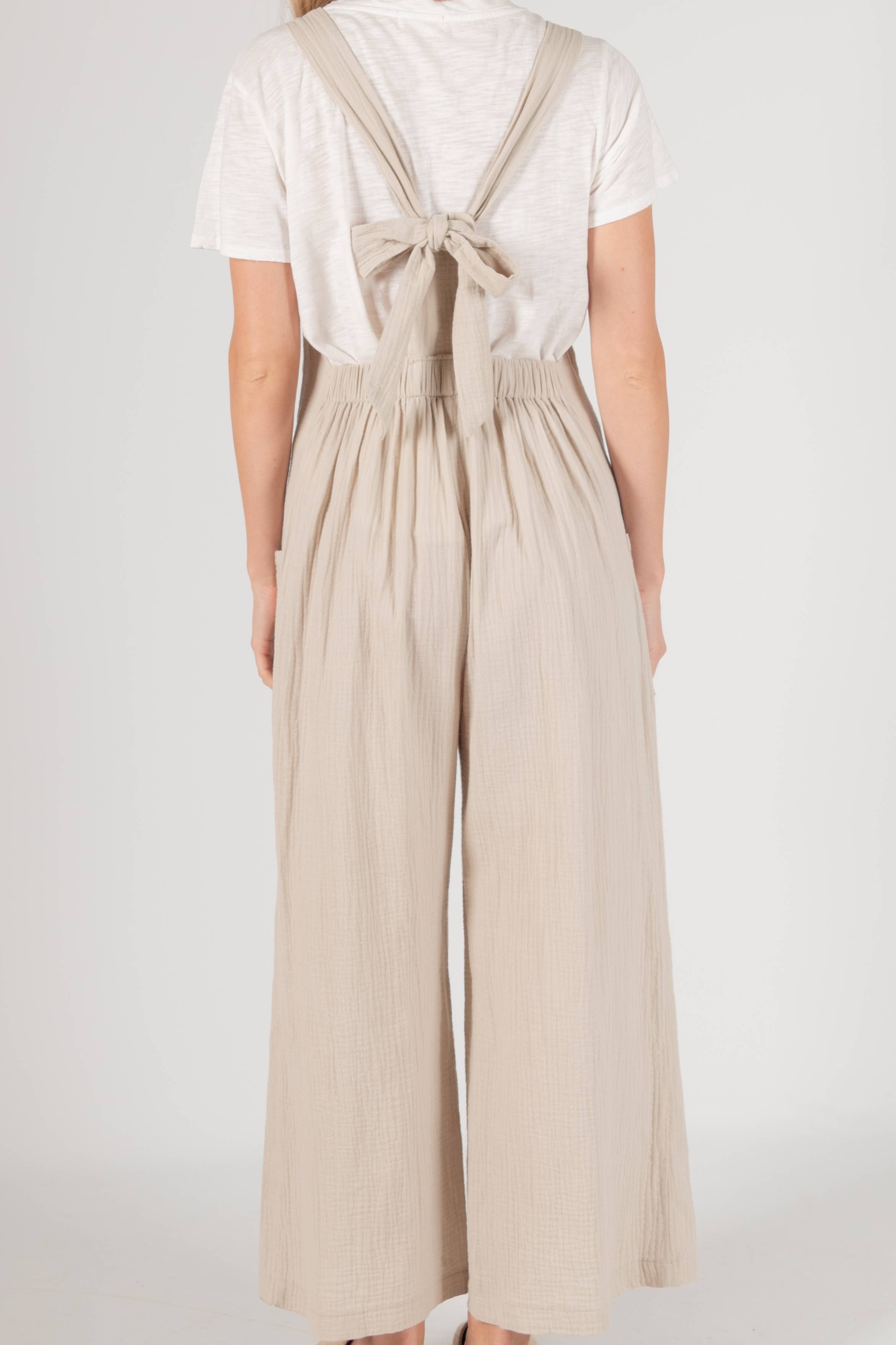 Sand Slubbed Gauze Wide Leg Overalls for wholesale on Faire1
