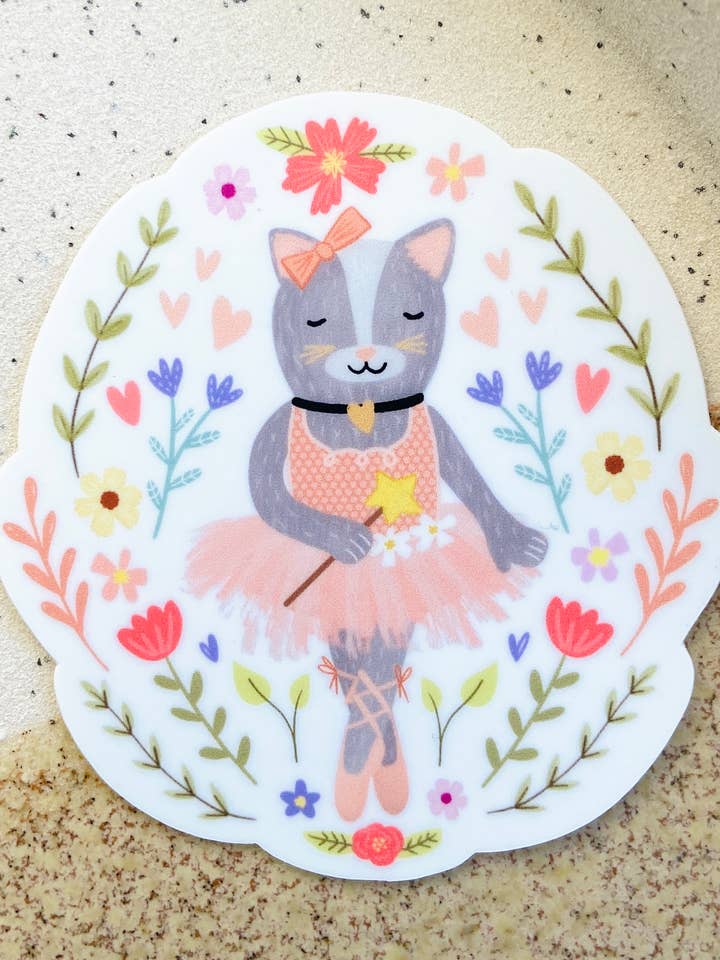 Ballerina Kitty Sticker for wholesale by Makerie Day