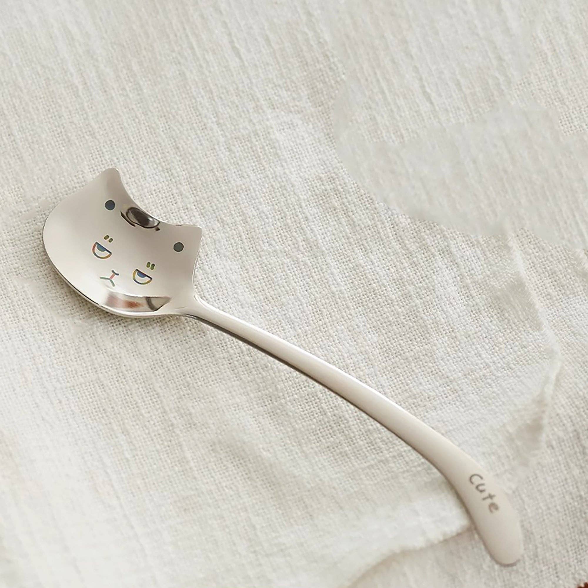 MinoCraft - Vendita all'ingrosso Cucchiai da cucina - Cucchiaio in acciaio inossidabile con incisione di gatto carino3