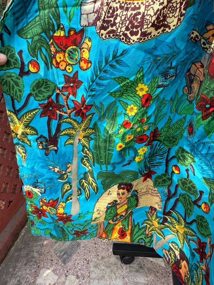 bhavnas boutique - Wholesale Kaftan - Women's - Sky Blue Cotton Kaftan Frida Kahlo Printed Sleepwear Kaftan3