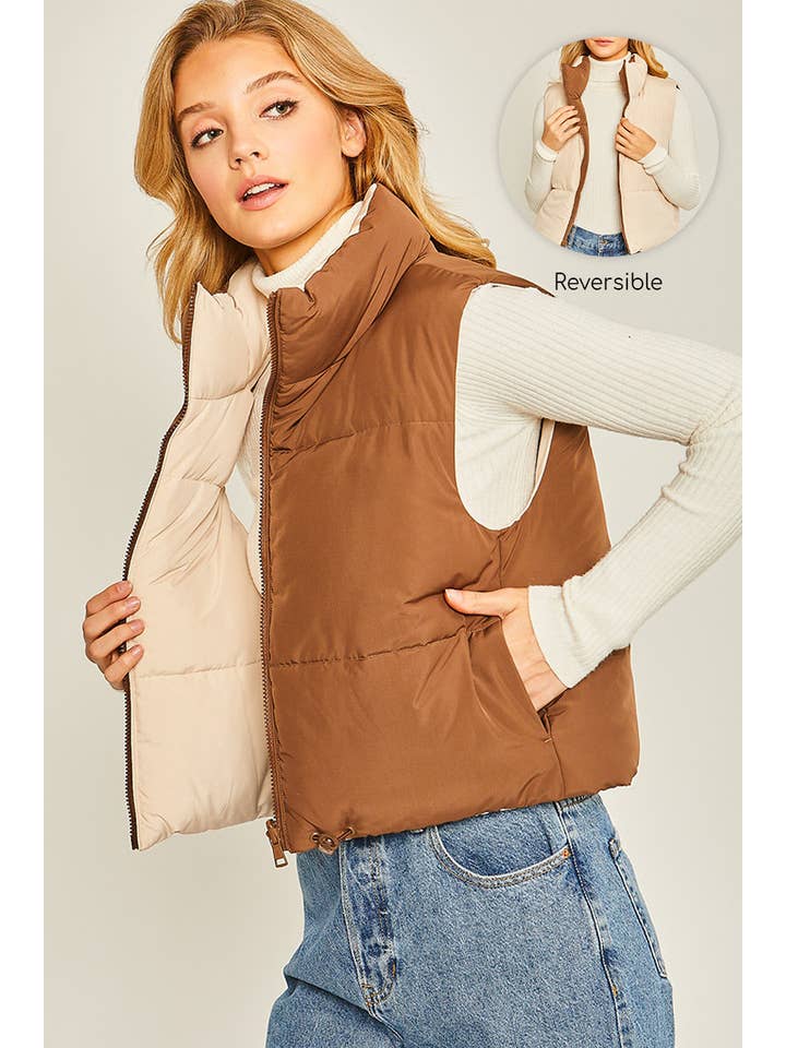 42POPS - Wholesale Outerwear Vest - Women's - "..._ SI-24975 Reversible Puffer Vest2