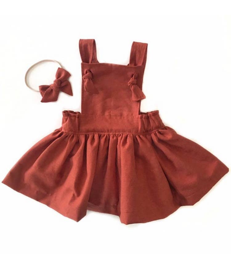 Honey Bee Babies Co - Vente Robe – enfant - Robe Pinafore en lin - Tailles pour bébé, tout-petit et fille5