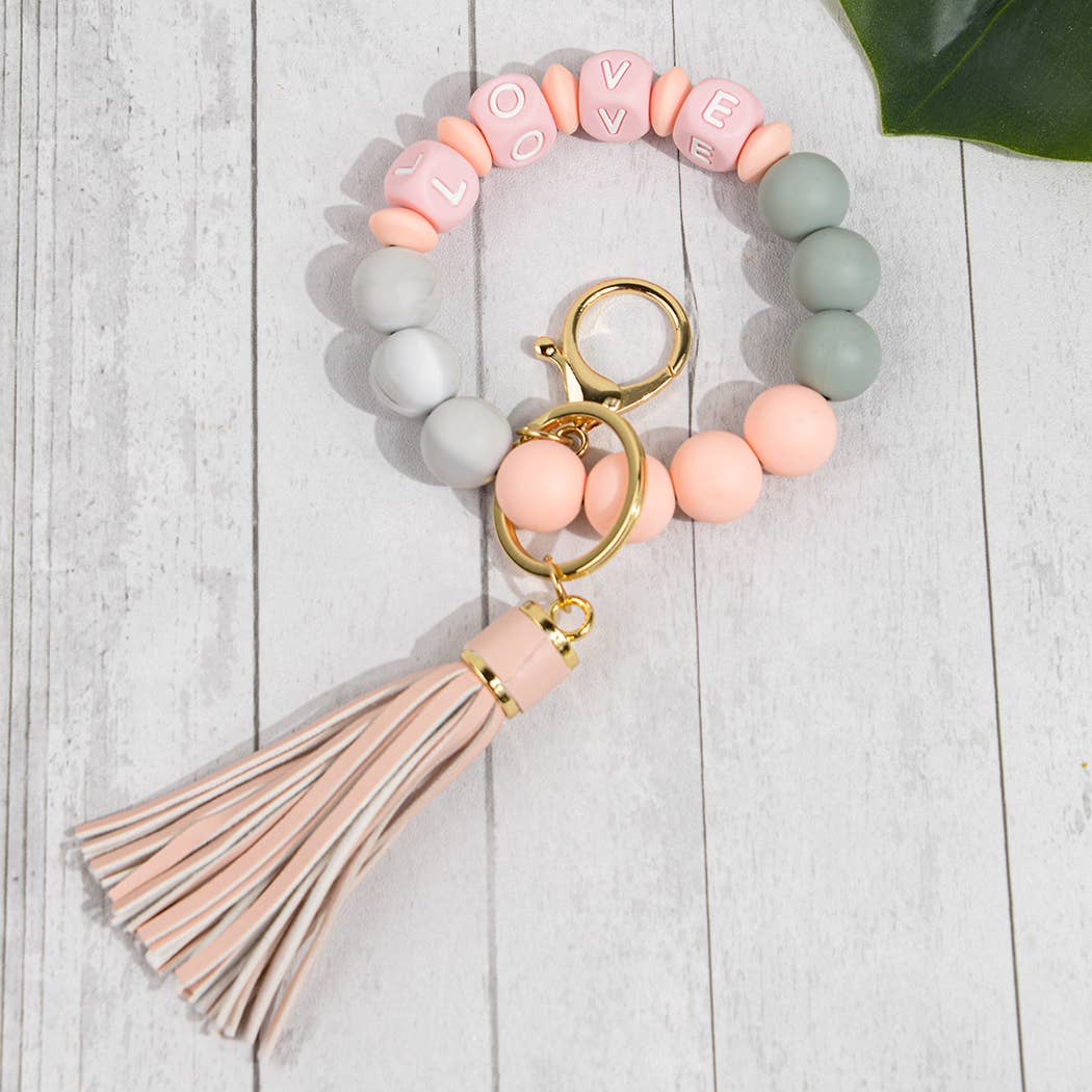 SoapElenGlen - Wholesale Keychain bracelet - LOVE Beaded Tassel Bracelet Keychain, Mother's Day Gift11