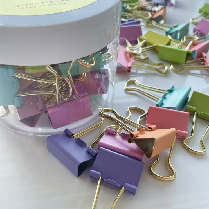 Idlewild Co. - Wholesale Binderclip - Pastel Rainbow Binder Clips1