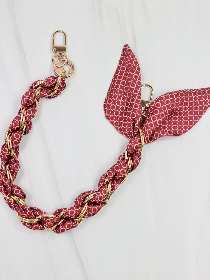 Serafina Scarf Purse Chain Burgundy for wholesale by Caroline Hill