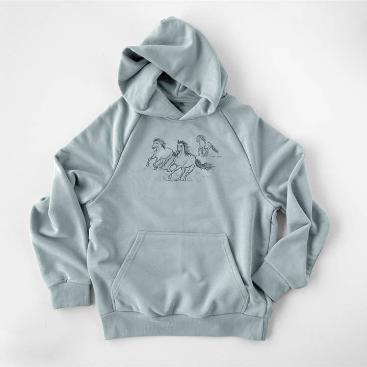 Wild Horses Running - UltraLuxe Heavyweight French Terry Hoodie for wholesale by Because Tees