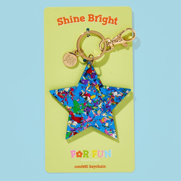 FÜR SPASS - Schlüsselanhänger - Stern - Blaues Konfetti für den Großhandel von Taylor Elliott Designs