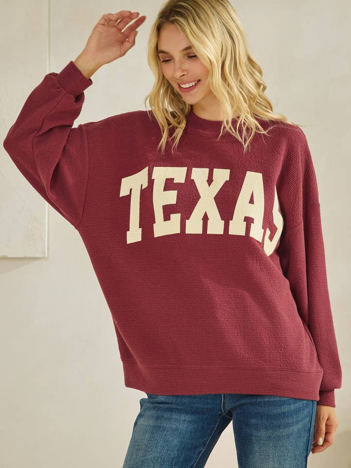 Tres Bien, Inc - Wholesale Knit Top - Women's - T-42092 "TEXAS" CLOUDY KNIT GRAPHIC LONG SLEEVE TOP8