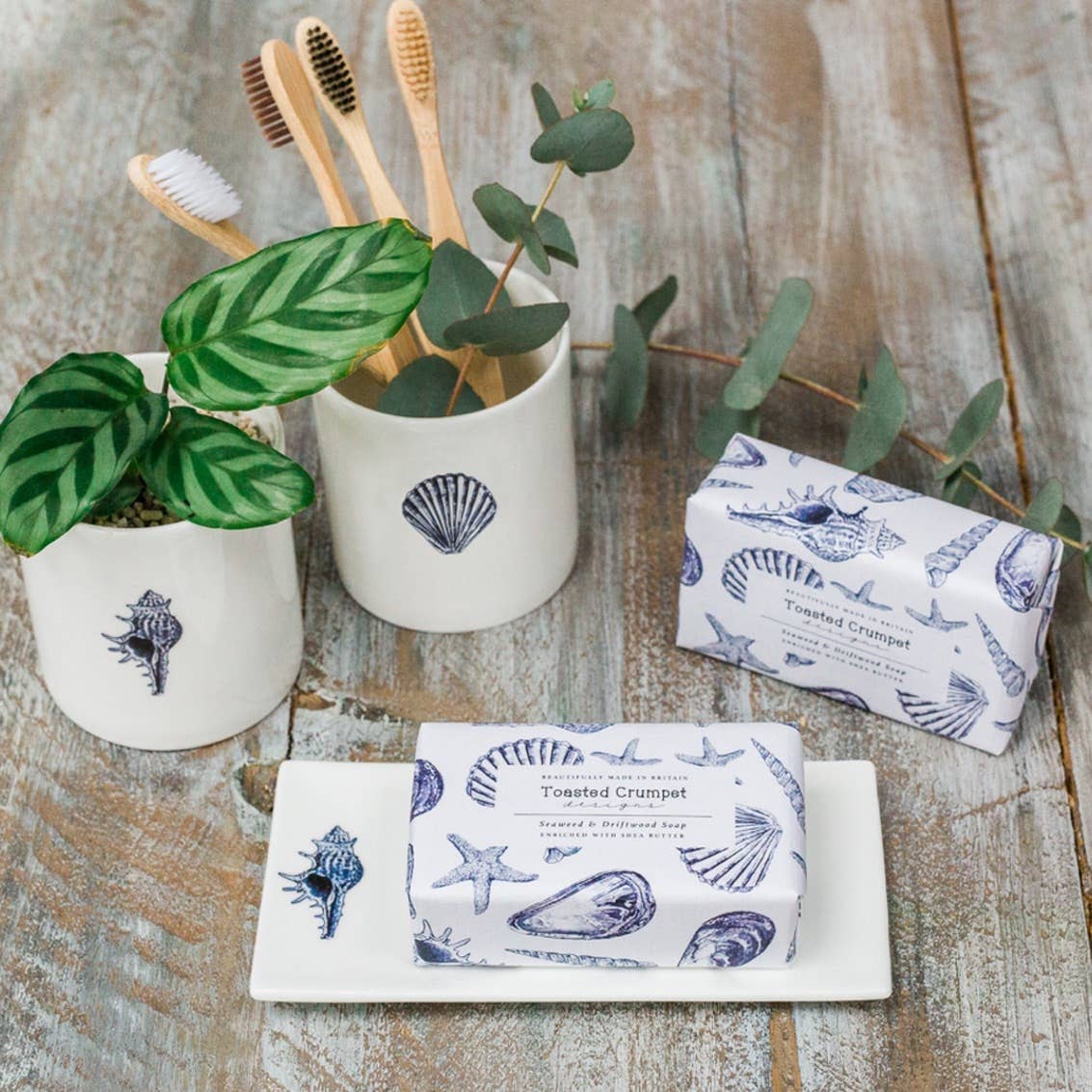 Toasted Crumpet – wholesale Bath soap dish – Conch Shell Rectangular Fine Bone China Soap Dish2