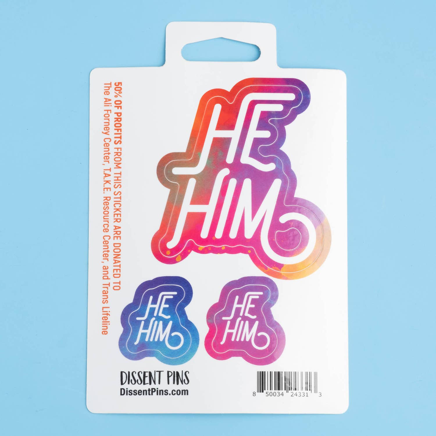 Dissent Pins - Vente Autocollant - Feuille d'autocollants pronom - Il/Him1