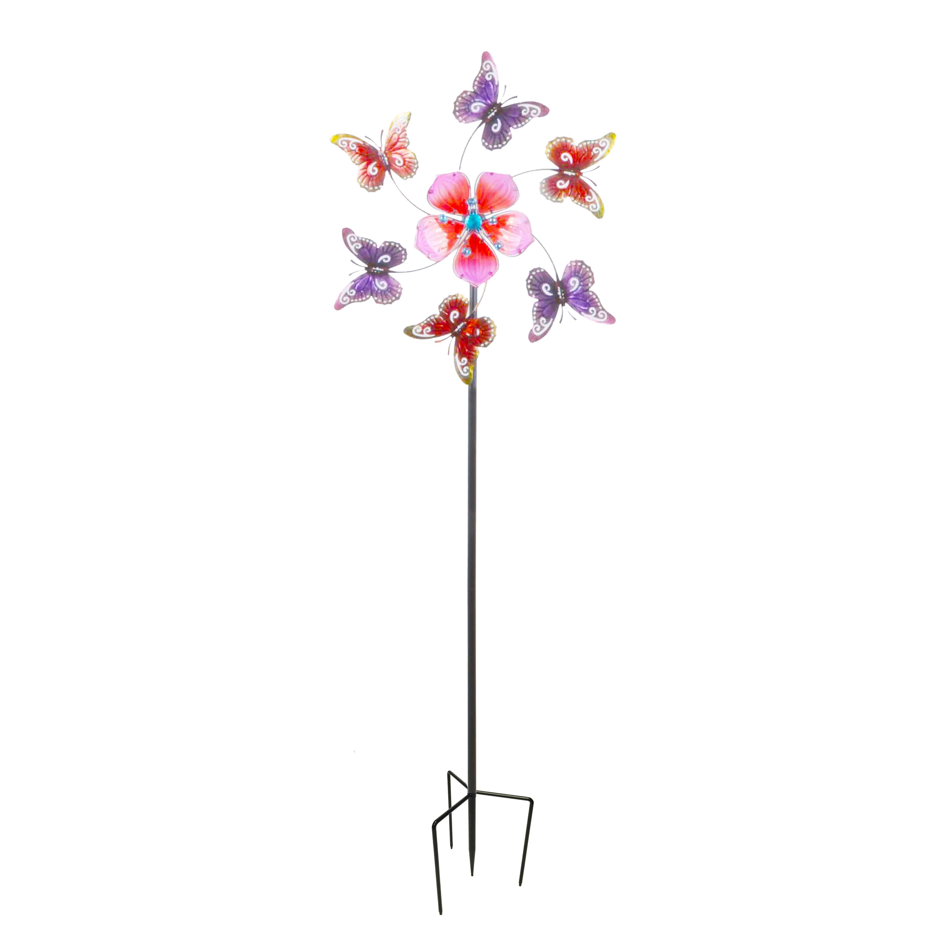 Continental Art Center - Wholesale Wind Spinner - Metal Pink & Purple Butterflies Kinetic Spinner1