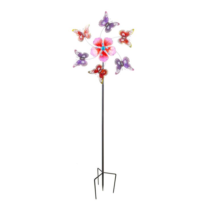 Continental Art Center - Wholesale Wind Spinner - Metal Pink & Purple Butterflies Kinetic Spinner1