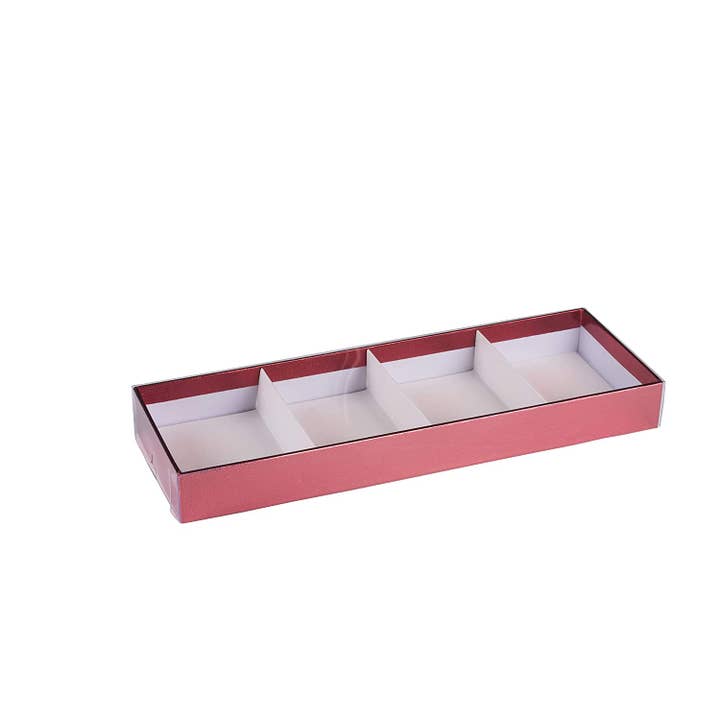 Hammont - Wholesale Gift Box - Four Section Red Tray - 4 Packs Gift Box With Clear Cover