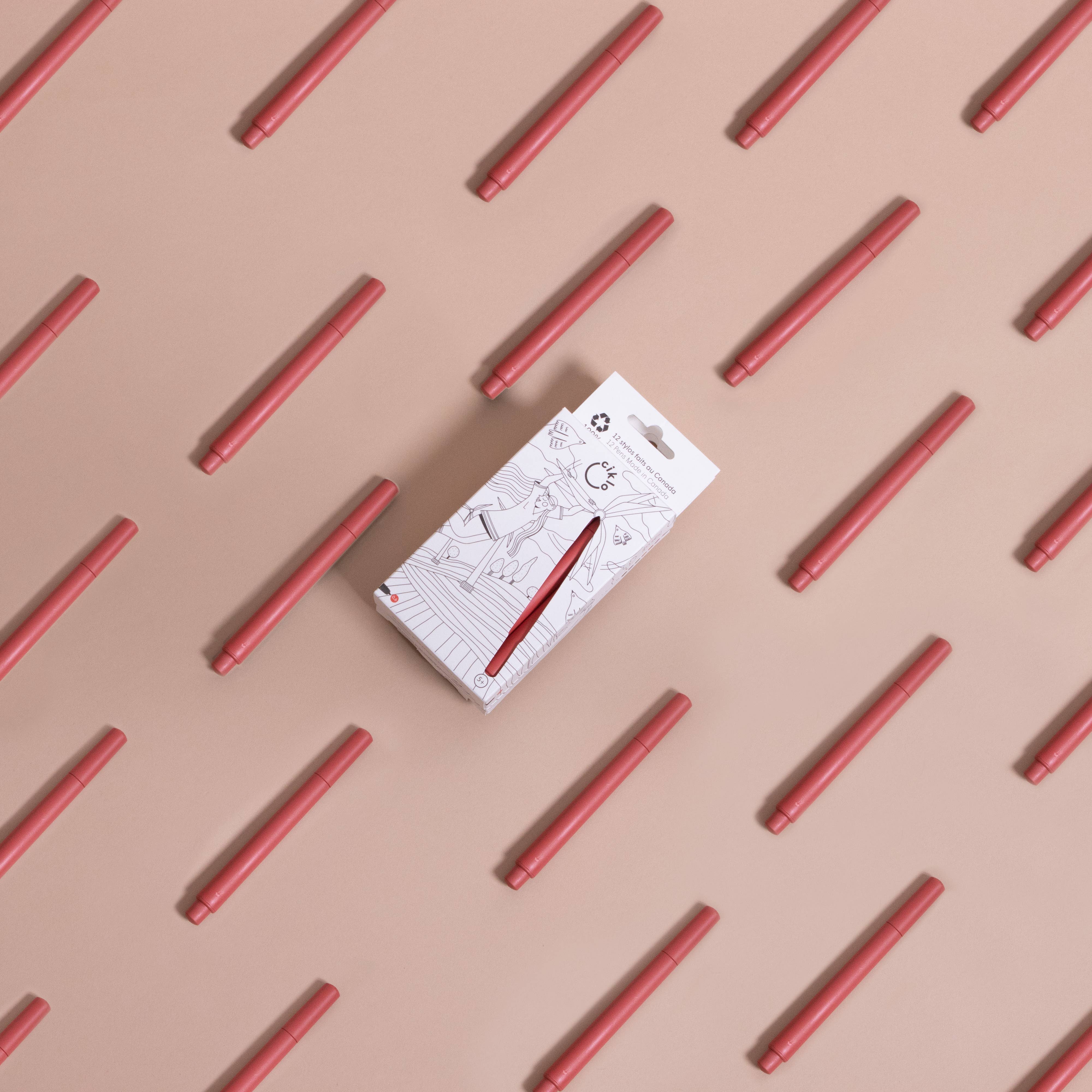 kotmo – wholesale Pennor – ciklo - 12 miljövänliga röda pennor1