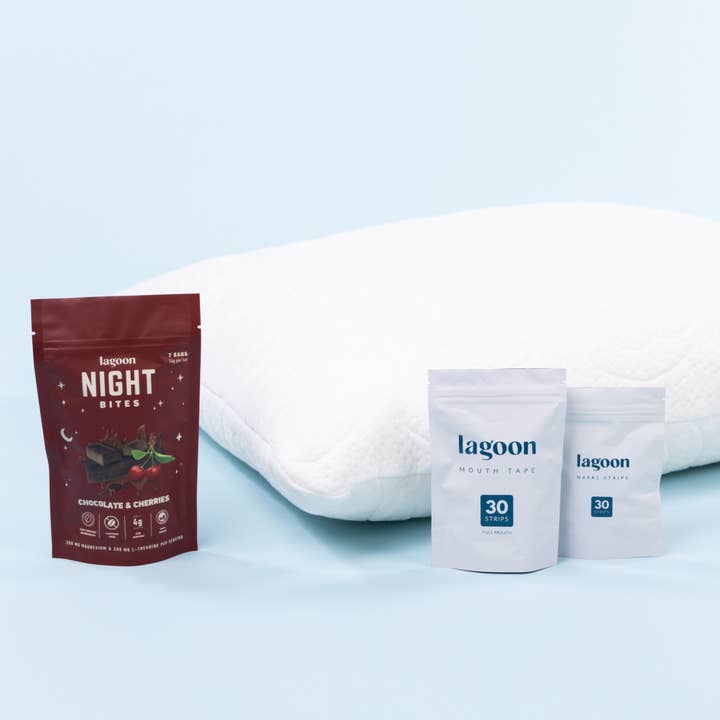 Lagoon Sleep Inc – wholesale Bedding pillow – Deep Sleep Starter Pack | Lagoon Pillow, Night Bites, Mouth Tape & Nasal Strips4