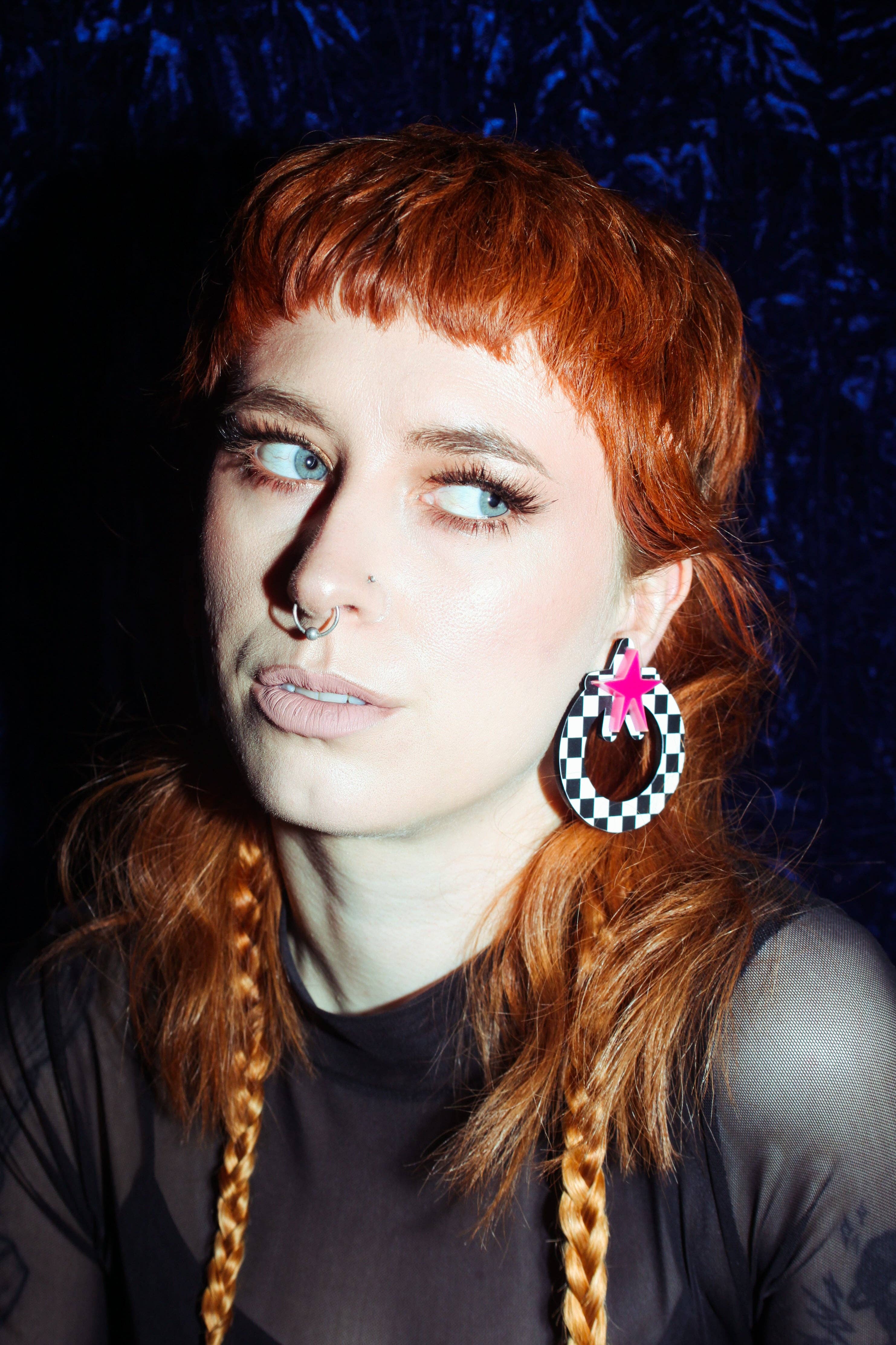 Fairly Odd Shop - Wholesale Dangle Earrings - Star Knockers - Checkerboard2