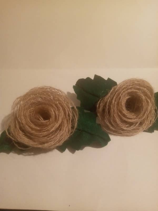 Decoración de rosas de yute, 2 hermosas decoraciones navideñas LXL2 para venta al por mayor de BLUE RIBBON ORNAMENTS