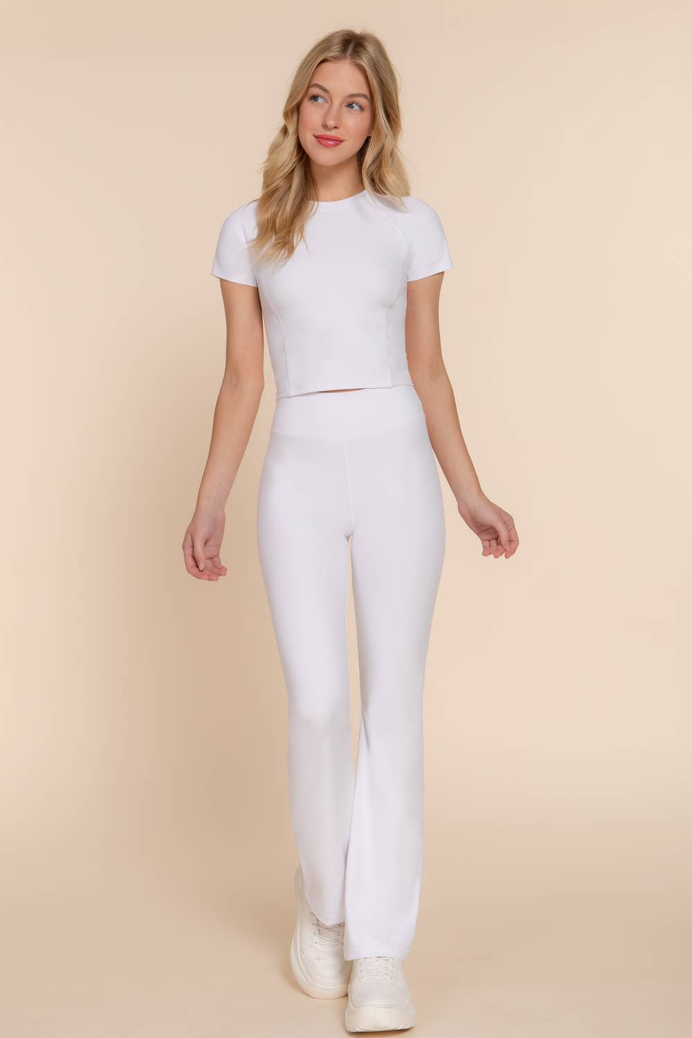 Active Basic | Active USA - Wholesale Athletic Pants - Women's - Waist Band Flare Stretch Workout Long Pants11