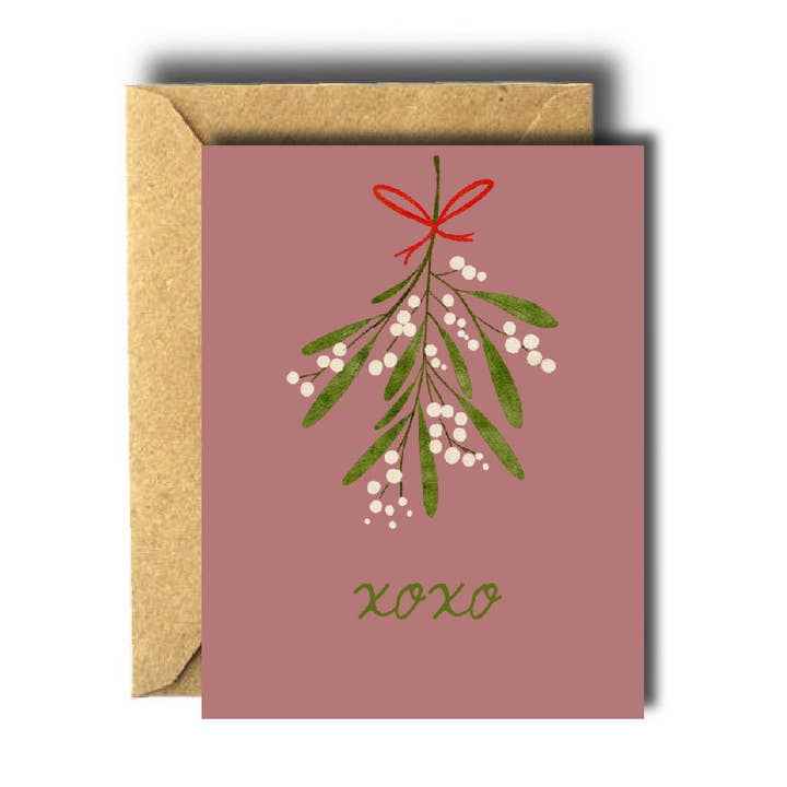 Mistletoe XOXO Holiday Christmas Card for wholesale by Bee Unique