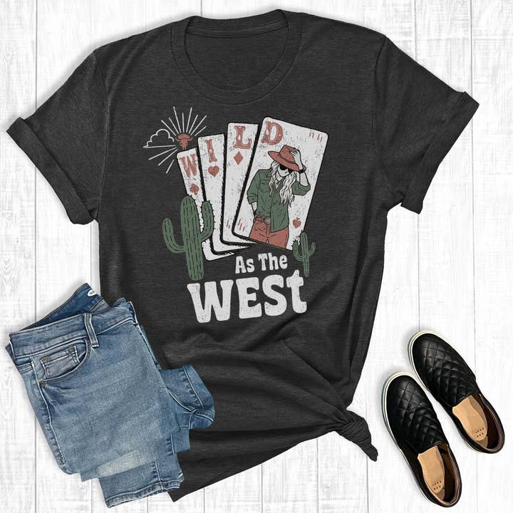 Westerse kaarten wild als het Westen grafisch T-shirt voor wholesale door The Way Down South