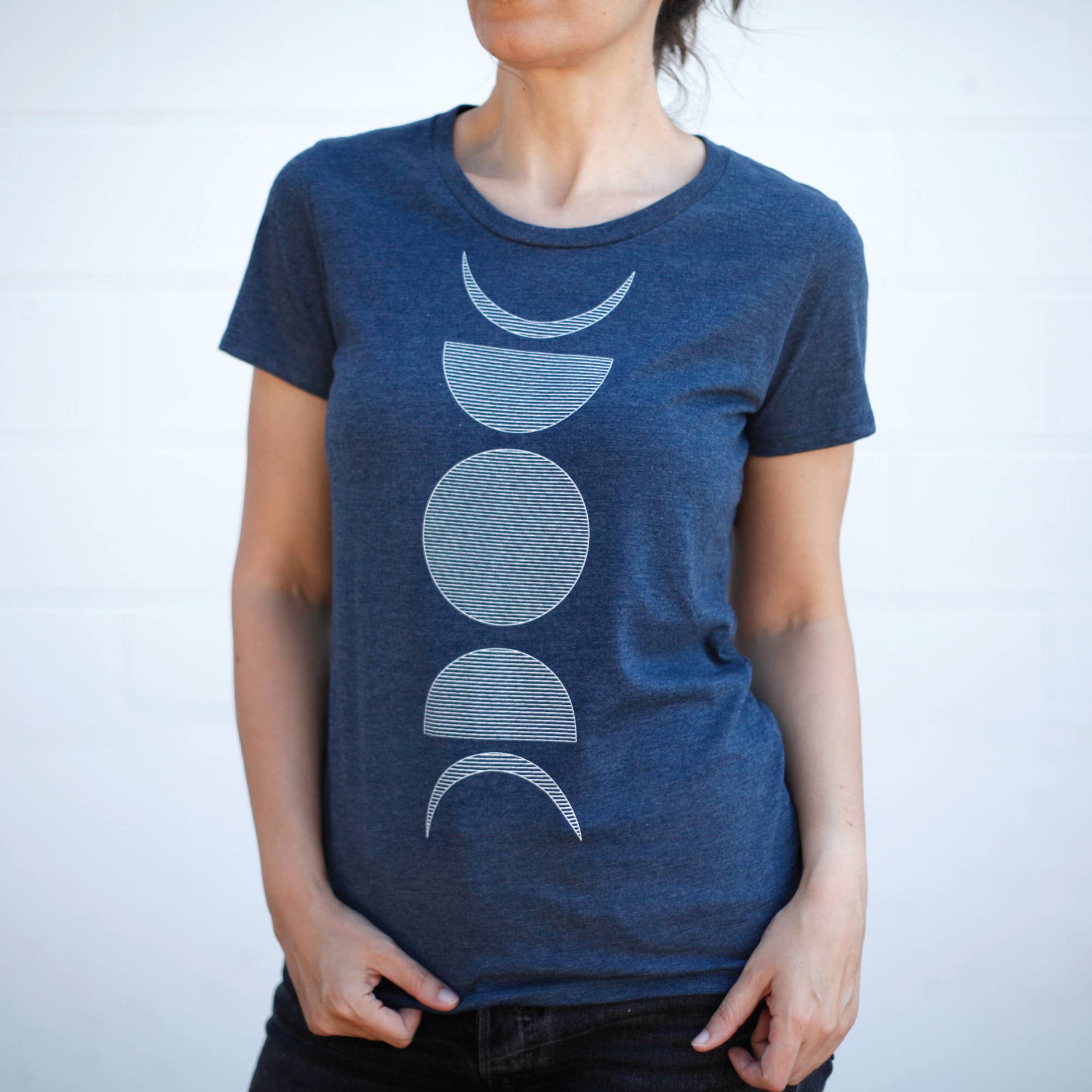 Blackbird Supply Co. - Wholesale Screen Printed T-Shirt - Women's - Moon Phase Women's Tee Shirt Made in USA Dusk Blue3