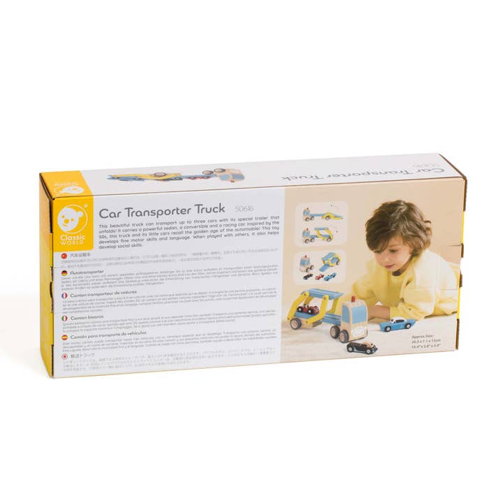 Hippychick – Engroshandel Trælegetøj - Børn – Klassisk World Træ FSC Biltransportør Legetøjslastbil til Børn5