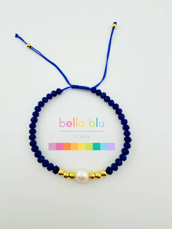 Hanna navy gold filled fresh water bracelet for wholesale by Bella Blu Designs