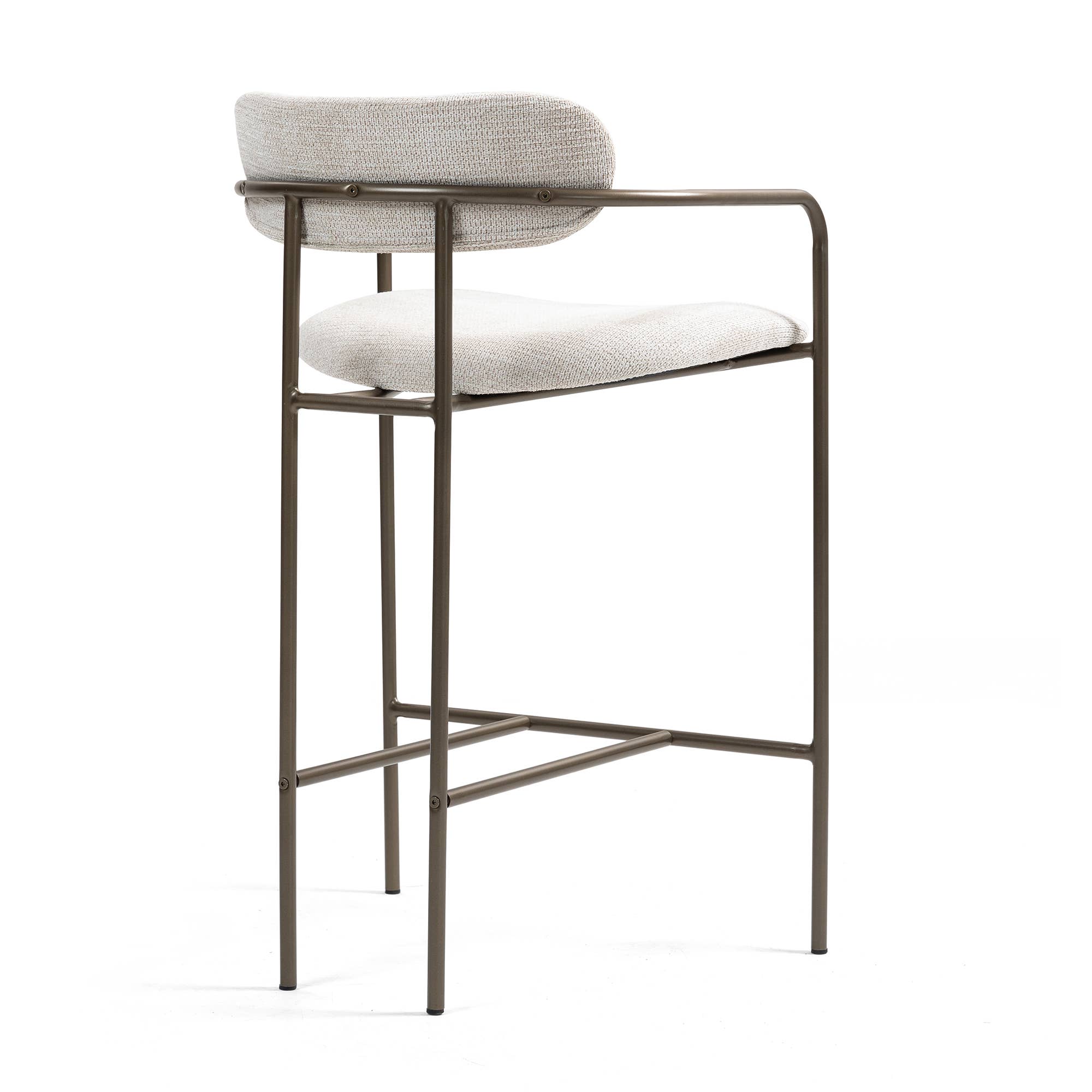 Glamour Home - Vente Tabouret - Ensemble de 2 tabourets de comptoir en tissu tissé beige Berker4