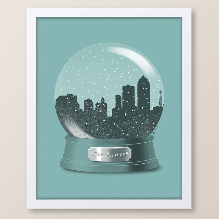 Des Moines Snow Globe Print for wholesale by Bozz Prints