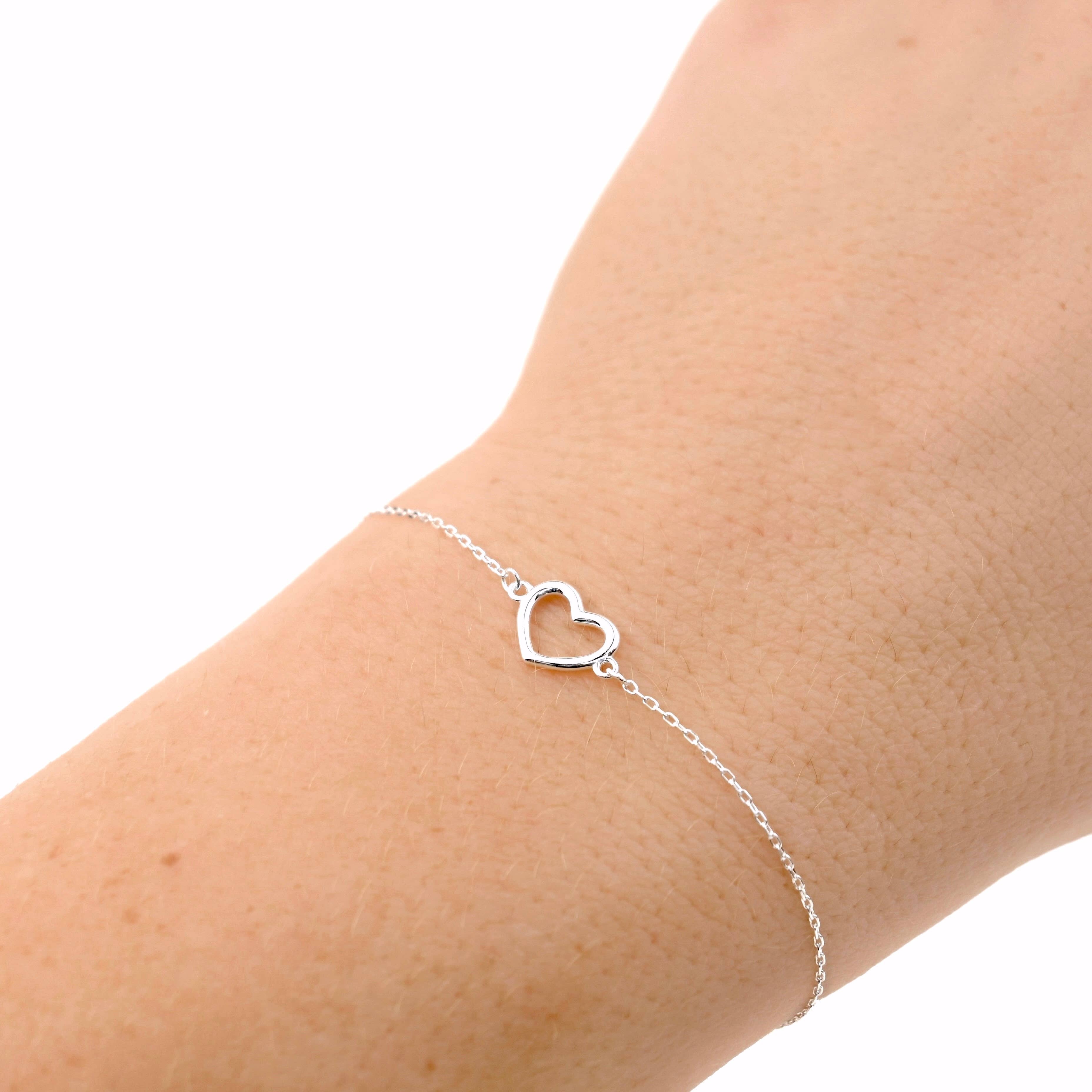 Blueyejewelry - Wholesale Charm/Dangle Bracelet - 925 Silver Heart Bracelet - Dainty Heart Charm Bracelet 3