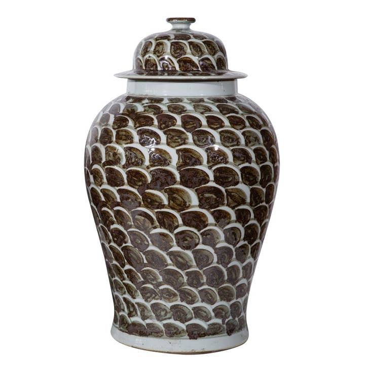 Large Rusty Brown Fish Scale Temple Jar Table Lamp Acrylic for wholesale by Legend Accents