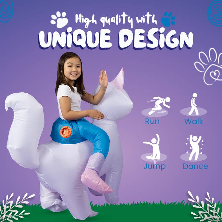 Party Hoot - Venta al por mayor Disfraz - Niños - Disfraz inflable de gato montado para niños, unisex, cosplay de Halloween