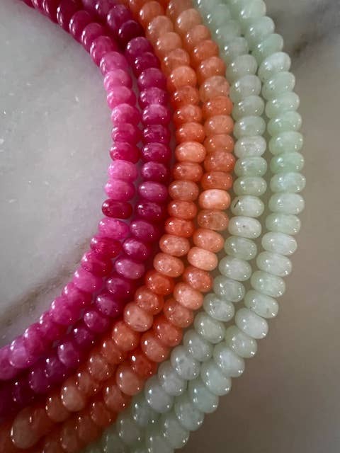 Sonya Renee Jewelry - Wholesale Beaded/Pearl Necklace - Lilly Gemstone Bead Necklace multi-color 8mm opals jade 79