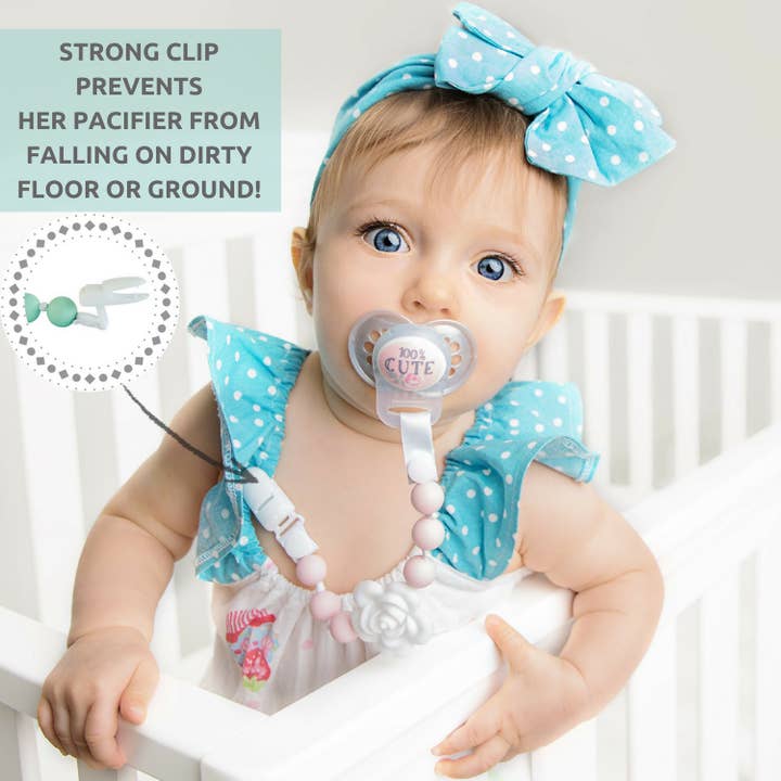 Vesta Baby - Wholesale Pacifier Clip - Baby - Silicone Pacifier Clip and Teether Holder Set Pink 2 Pack4