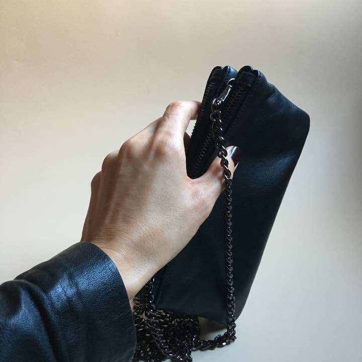 TIEFENBACHER LEHMANN – Großhandel Clutch – Damen – Mini Bag Black Lacquer - Black Silver Lacktasche Abend