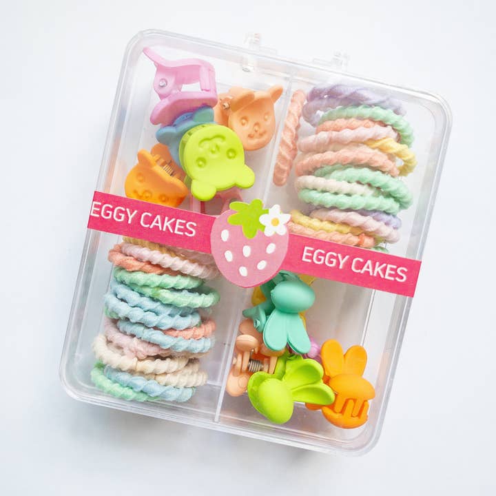 Eggy Cakes - Wholesale Hair Clip - Kids - Bears & Bunnies Hair Claw & Tie Set2