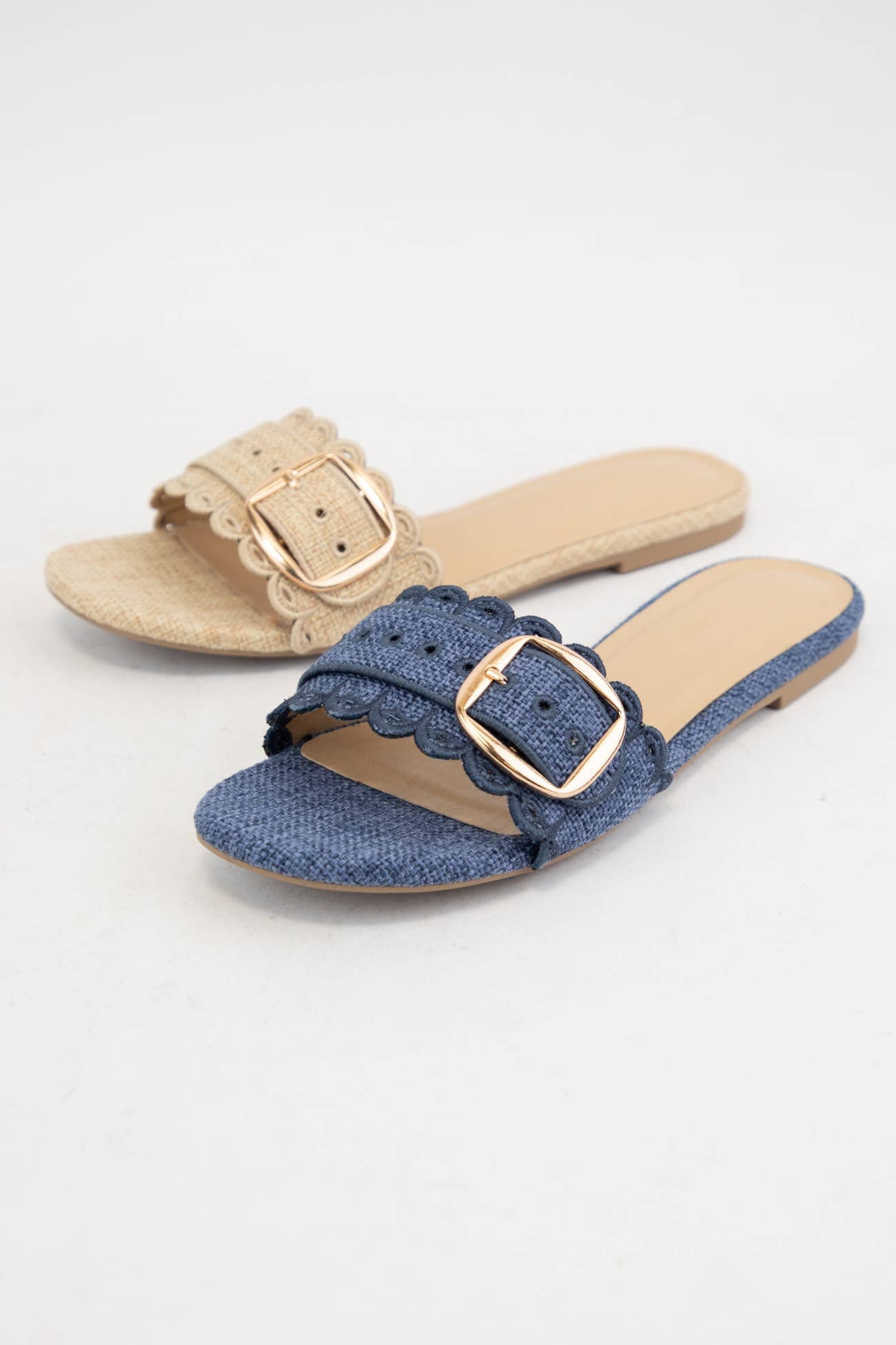 CCOCCI – Großhandel Sandalen – Damen – NUALA SANDALETTEN AUS LEINEN MIT WELLENKANTE UND SCHNALLE3