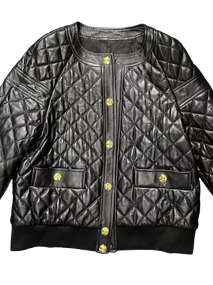 Cazadora bomber de piel acolchada para venta al por mayor de Luxe & Leather by Madonna & Co