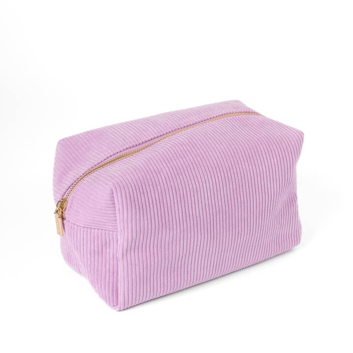 Elyse Breanne Design – bolsa de maquilhagem e cosméticos por atacado – Bolsa de Cosméticos de Veludo Cotelê Lilás