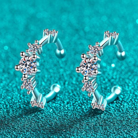 Moissanite Ear Cuff Huggie Earrings in 925 Sterling Silver for wholesale by Perimade & Co. LLC