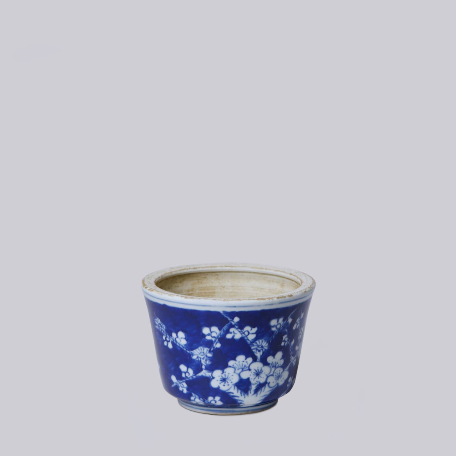 Cobalt Guild – wholesale Indoor pot – Tiny Blue and White Porcelain Plum Cachepot