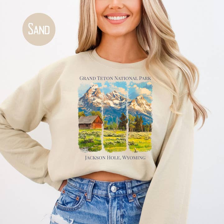 Grand Teton National Park Uniseks Sweatshirt voor Volwassenen, Cadeau uit Jackson Hole Wyoming voor wholesale door CindyL Boutique