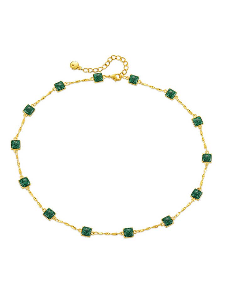 Bohemian Emerald Liten Fyrkantig Chokerhalsband DP25E787 för wholesale av Dipped Shop
