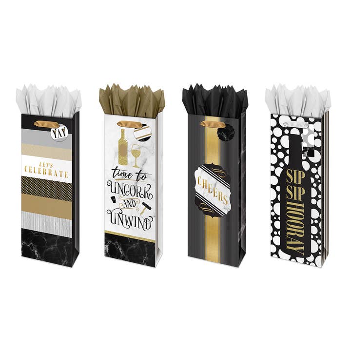 Everyday Gift Bag - Bottle- Celebrate, Glitter/Foil Finish for wholesale by Papercraft