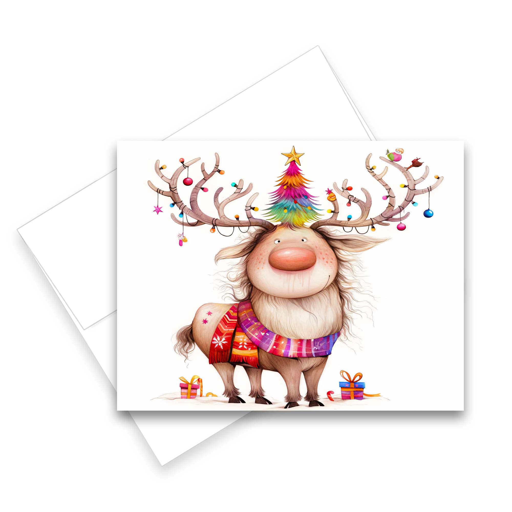 Aria Rae - Wholesale Christmas Card - Assorted Christmas Funny Reindeer Note Cards, Set of 63