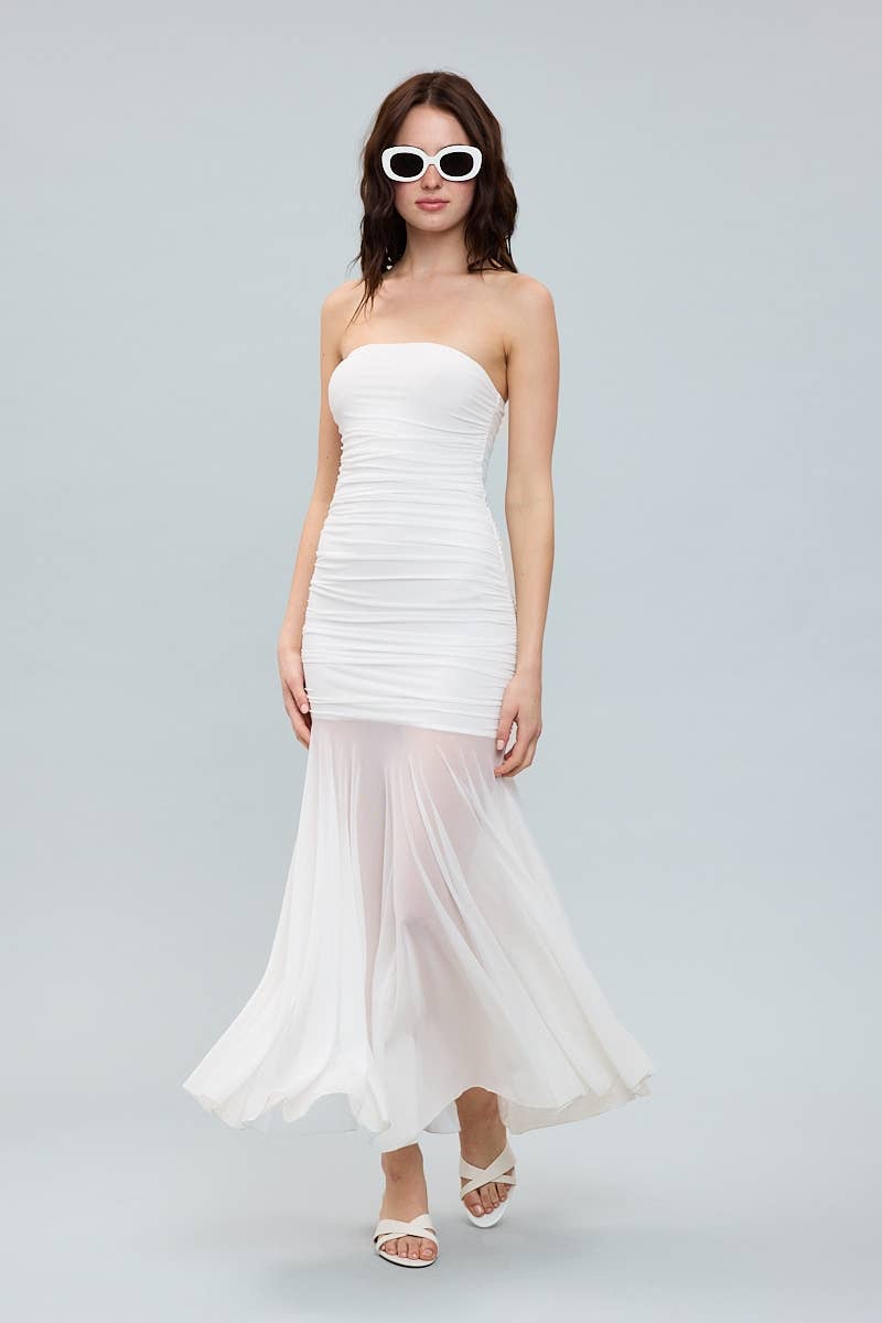 Sky to Moon - Vente Robe – femme - ROBE MIDI TUBE FRONCÉE TRANSPARENTE MONOCHROME6