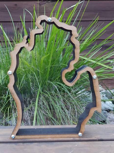 Lower Michigan shaped Rock Holder display with lights for wholesale by Endless Etching LLC