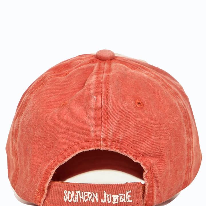 ORG GIRLS Distressed Orange and Cream Hat for wholesale on Faire3